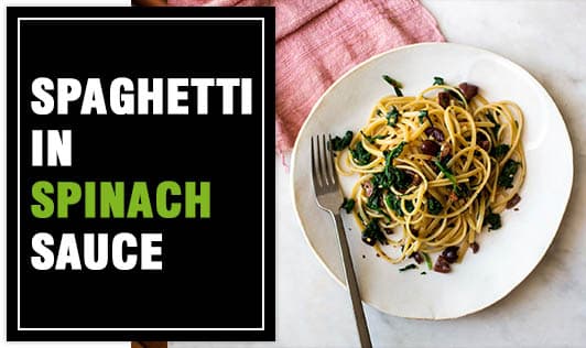 Spaghetti in Spinach Sauce